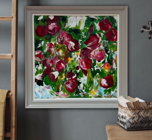 Framed Original Anstract Oil Painting On Canvas 71x71cm Apple Tree Textured Oka