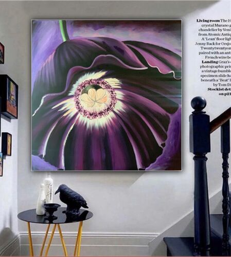 Richter Abstract Original Oil Painting On 2cm Canvas 95cm x 95cm Purple Flower