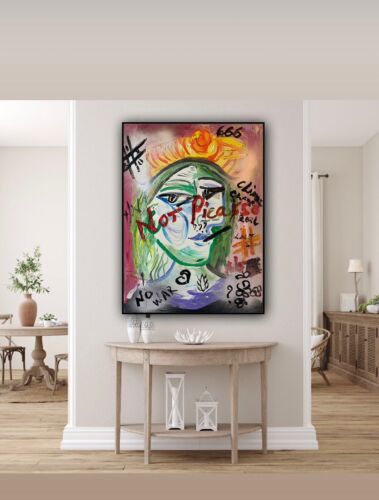 Abstract Oil Painting On 1.8cm Canvas 45x60cm Graffiti Art ‘Woman Love’