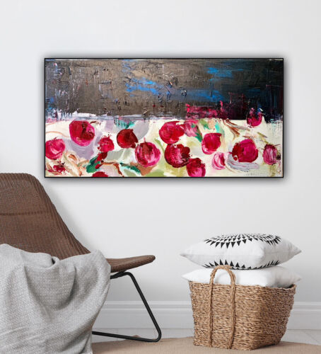Richter StyLe original Abstract Oil Painting On Canvas 60X30cm Cherries oka