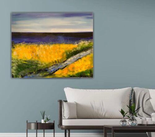 Richter Style Abstract Original Oil Painting On 2cm Canvas 60x76cm Lake District seaside