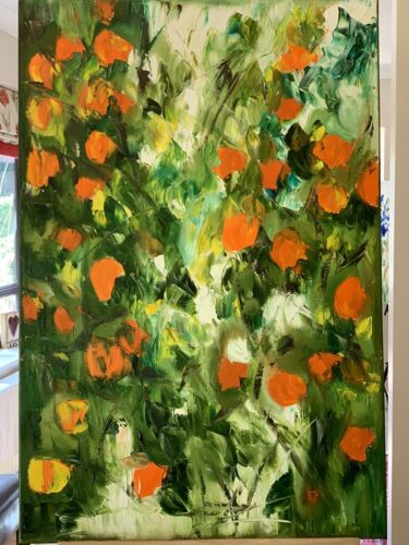 Richter Style Original Abstract Oil Painting On 90X 60cm Canvas Orange Tree