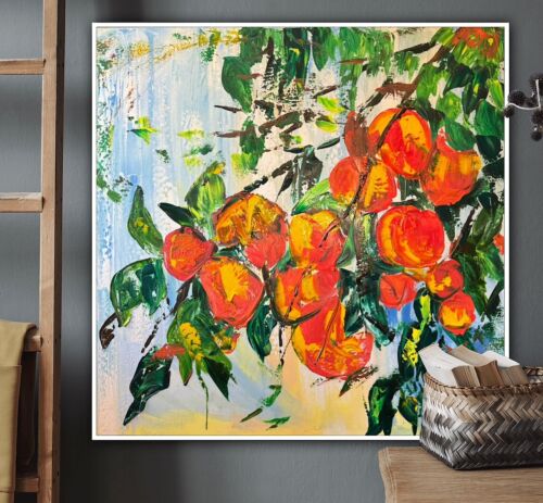Renour Abstract Original Oil Painting On 77x77cm canvas Textured Orange Tree
