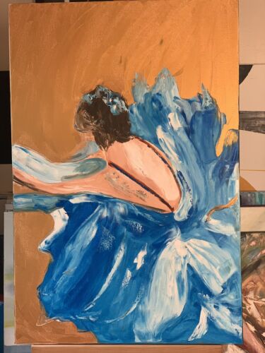 textured style Original Abstract Oil Painting On Canvas 90x60cm Ballet dancer II music