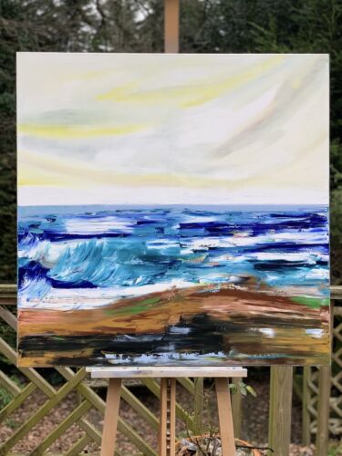 Ayvazovsky Style Original Abstract Oil Painting On Canvas 100x100cm City Coast seaside