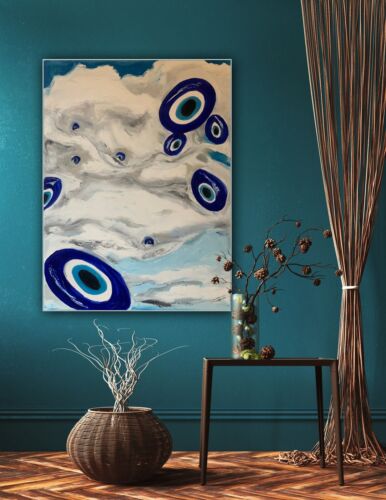 impresionist Abstract Original Oil Painting 2cm Canvas 47x60cm Eye In The Sky