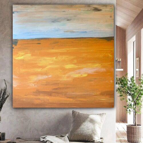 Richter StyLe Abstract Original Oil Painting On Canvas 90x90cm Gold Sands Sea