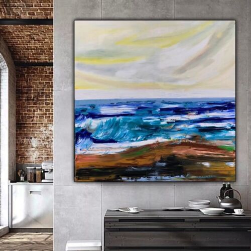 Ayvazovsky Style Original Abstract Oil Painting On Canvas 100x100cm City Coast seaside