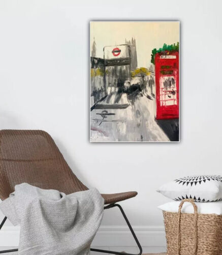 Large Abstract Original Landscape Oil Painting 61X47cm Canvas London Westminster