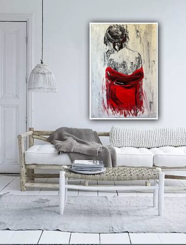 Richter StyLe Abstract Original Oil Painting On Canvas 70x50cm Morning Nude Red