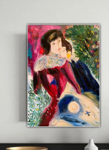 Marc Chagall Impressionist Style Oil Painting On Canvas 50x70cm ‘Les Amoureux’ study