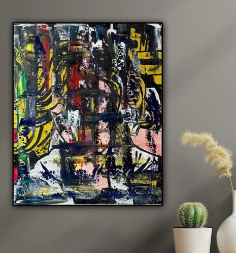 Richter Style Original Abstract Oil Painting On Canvas 50x60cm Graffiti Art