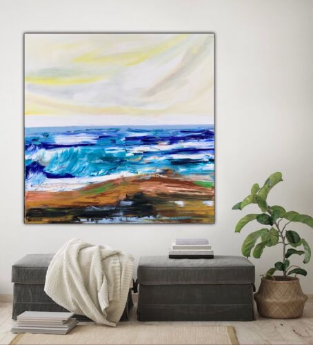 Ayvazovsky Style Original Abstract Oil Painting On Canvas 100x100cm City Coast seaside