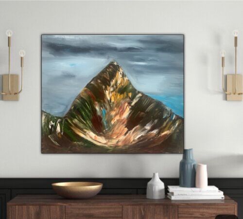 Richter Original Abstract Oil Painting On 1.8cm Canvas 50x60cm Mountain Peak Art