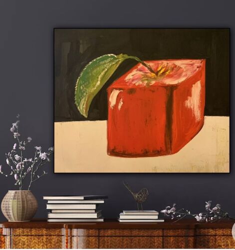 Original Large Oil Painting On 1.5mm Canvas , 50cm X60cm Abstract ‘Flower’ Ready