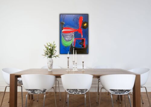 Joan Miro Oil Painting On Canvas 70x50cm Abstract Dedicated To Alberto Et Annete