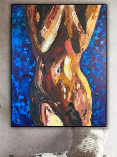 Large Abstract Original Oil Painting On 100x77cm canvas Sculpture Nude Unframed