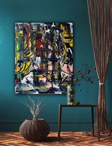 Richter Style Original Abstract Oil Painting On Canvas 50x60cm Graffiti Art