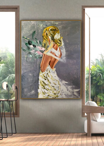 Richter Style Original Abstract Oil Painting On Canvas 100x80cm ‘Wedding Day’ portrait