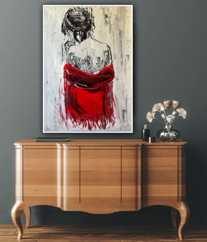 Richter StyLe Abstract Original Oil Painting On Canvas 70x50cm Morning Nude Red