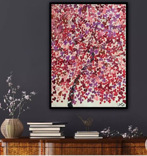 Framed Richter Style Oil Painting On deep Canvas size 56x43cm Cherry Blossom