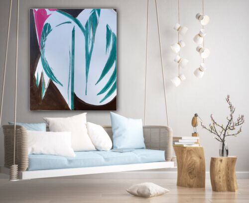 Lee Krasner Abstract Original Large Oil Painting On Canvas 70x60cm Rising Green study