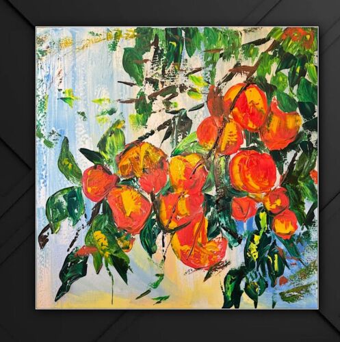 Renour Abstract Original Oil Painting On 77x77cm canvas Textured Orange Tree