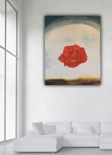 Salvador Dali Surrealist Large Oil Painting On Canvas 50X40cm Meditative Rose study
