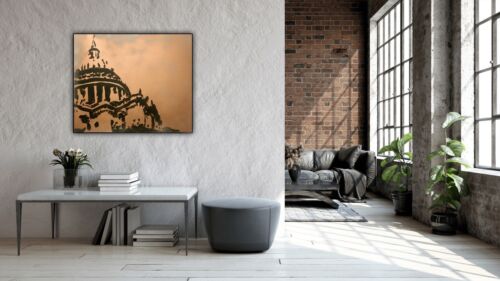 Richter Style Abstract Oil Painting On Canvas 50X60cm St Paul’s London At Night
