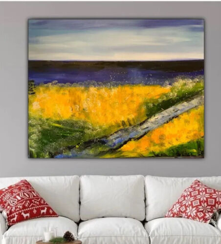 Richter Style Abstract Original Oil Painting On 2cm Canvas 60x76cm Lake District seaside