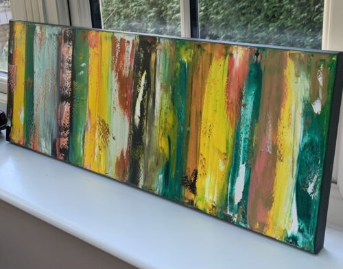 Richter Style Original Abstract Oil Painting On 80x30cm Canvas Happy Shades Oka
