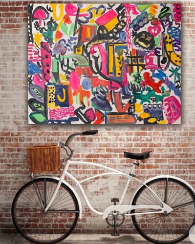 Large Abstract Original Oil Painting On 100x80cm canvas Graffiti Art Vogue Love