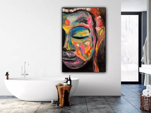 Impressionist Original Abstract Oil Painting On Canvas 90x60cm Buddha Art Happy