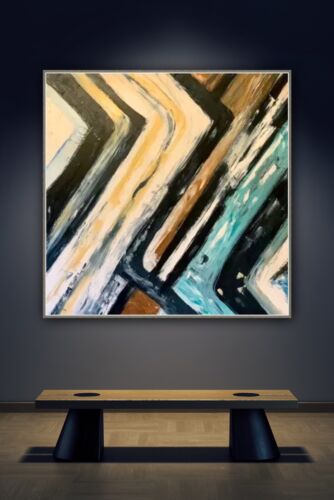 Richter Style Original Abstract Oil Painting On Canvas 90 X 90cm Pathways, Retro