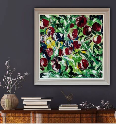 Framed Original Anstract Oil Painting On Canvas 71x71cm Apple Tree 2 Texture Oka