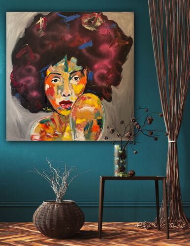 Oka Contemporary Abstract Original Oil Painting 80x80cm Canvas Woman Portrait