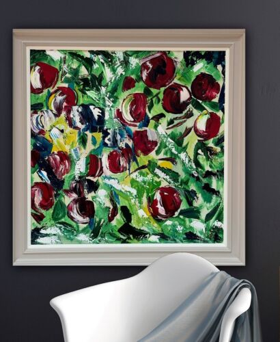 Framed Original Anstract Oil Painting On Canvas 71x71cm Apple Tree 2 Texture Oka