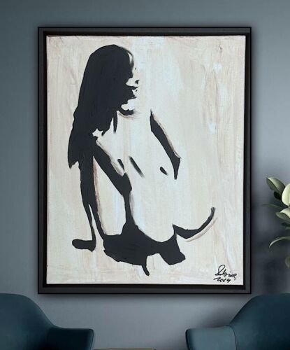 Framed Original Contemporary Abstract Oil Painting On Canvas 48x38cm Nude Oka