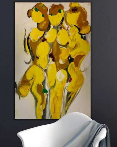 Abstract Impressionist Original Oil Painting 90x62cm Nude Champions I tate