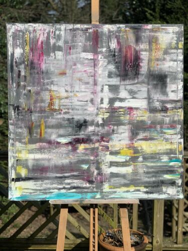 Richter Style Abstract Original Oil Painting On 2cm Canvas 100X100cm Reflection