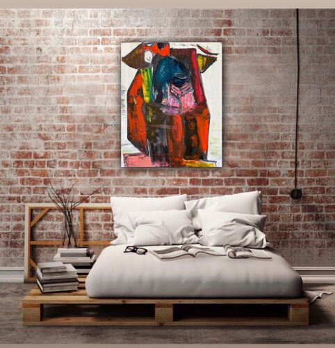 Original abstract Cubism style Oil Painting On Deep 2cm Canvas 50x60cm Owl Tate