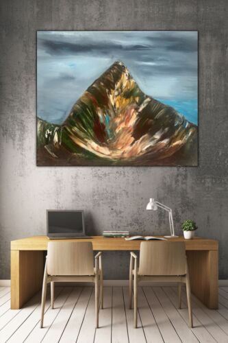 Richter Original Abstract Oil Painting On 1.8cm Canvas 50x60cm Mountain Peak Art