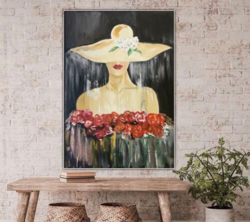 Richter StyLe Original Oil Painting On Canvas 102x70cm Woman In The Rain Vogue portrait