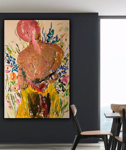 Renoir Style Original Abstract Oil Painting on canvas 90X60cm Woman in a meadow