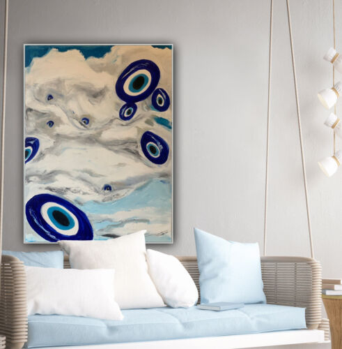 impresionist Abstract Original Oil Painting 2cm Canvas 47x60cm Eye In The Sky