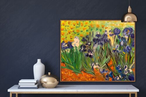 Van Gogh Impressionist Oil Painting On Linen Canvas 60x50cm ‘Field With Irises’ study