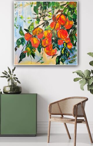 Renour Abstract Original Oil Painting On 77x77cm canvas Textured Orange Tree