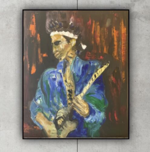 Original Oil Painting On Canvas 50X60cm Abstract ‘Rolling Stones’ Keith Richards portrait