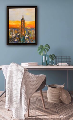 Framed Original Abstract Oil Painting On deep Canvas 50 x 40cm x 4cm New York