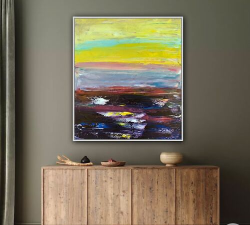 Richter Abstract original oil Painting on Canvas 60X 50cm Sunset seaside escape